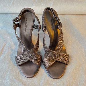 Banana Republic Crisscross BronzeLeather Heels - 6